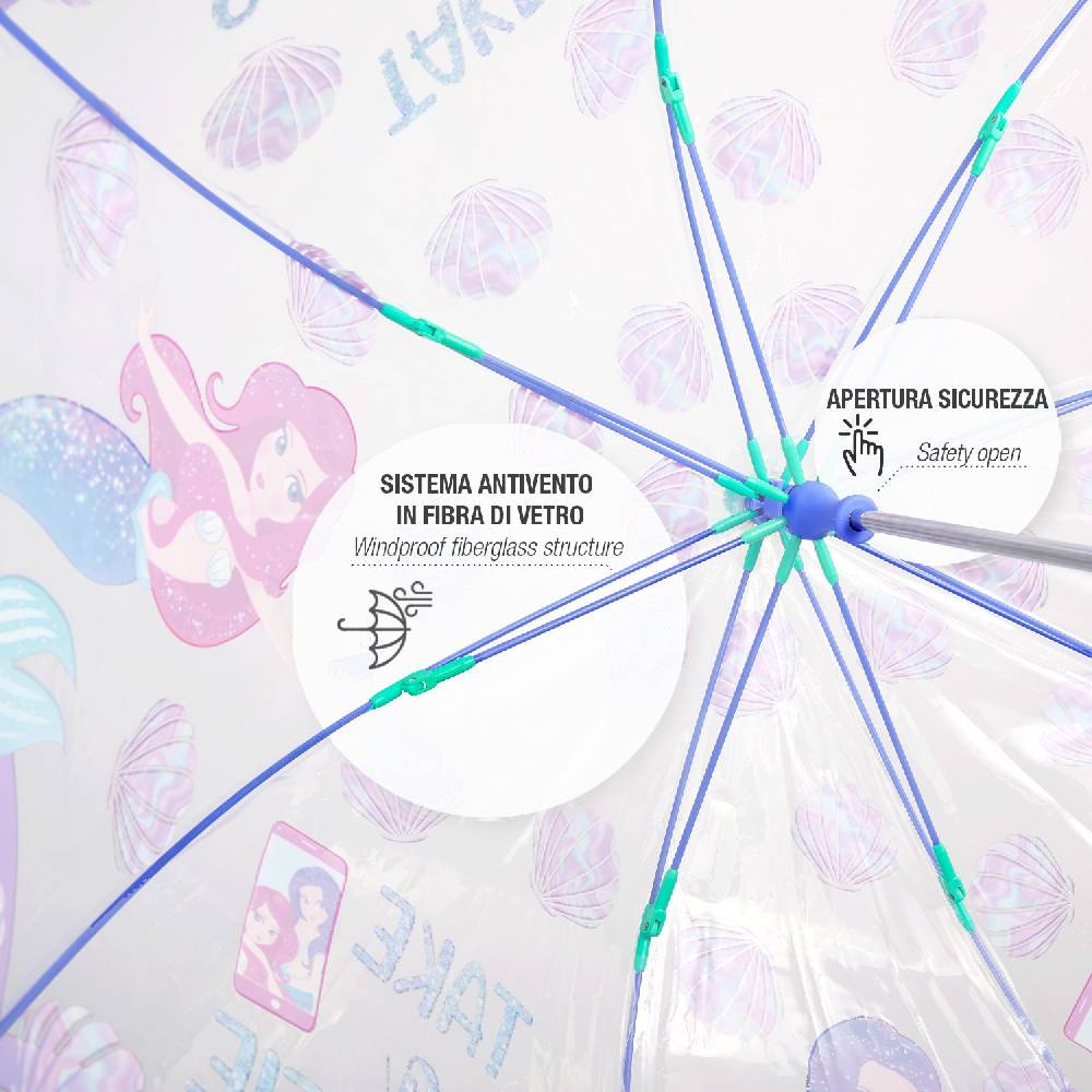 Perletti Ombrello Trasparente Sirena