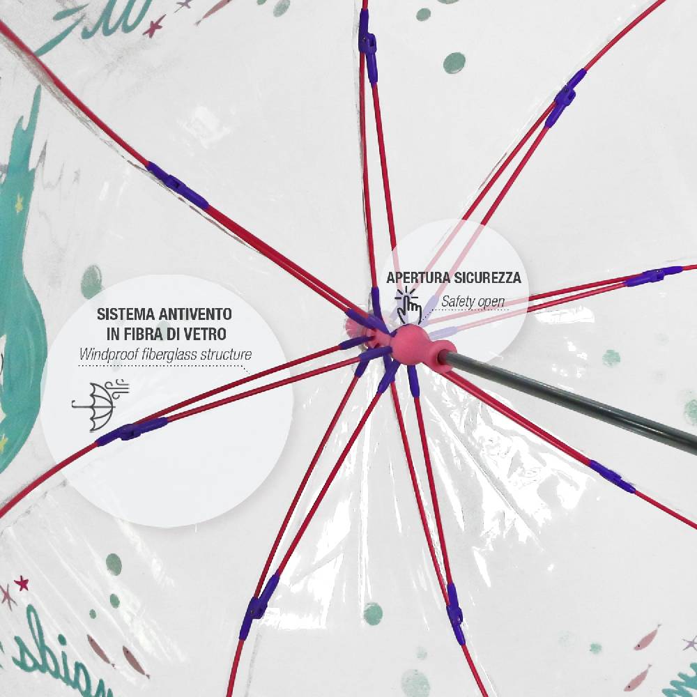 Perletti Ombrello Trasparente Sirenetta