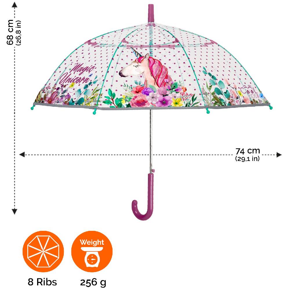 Perletti Ombrello Trasparente Unicorno Automatico