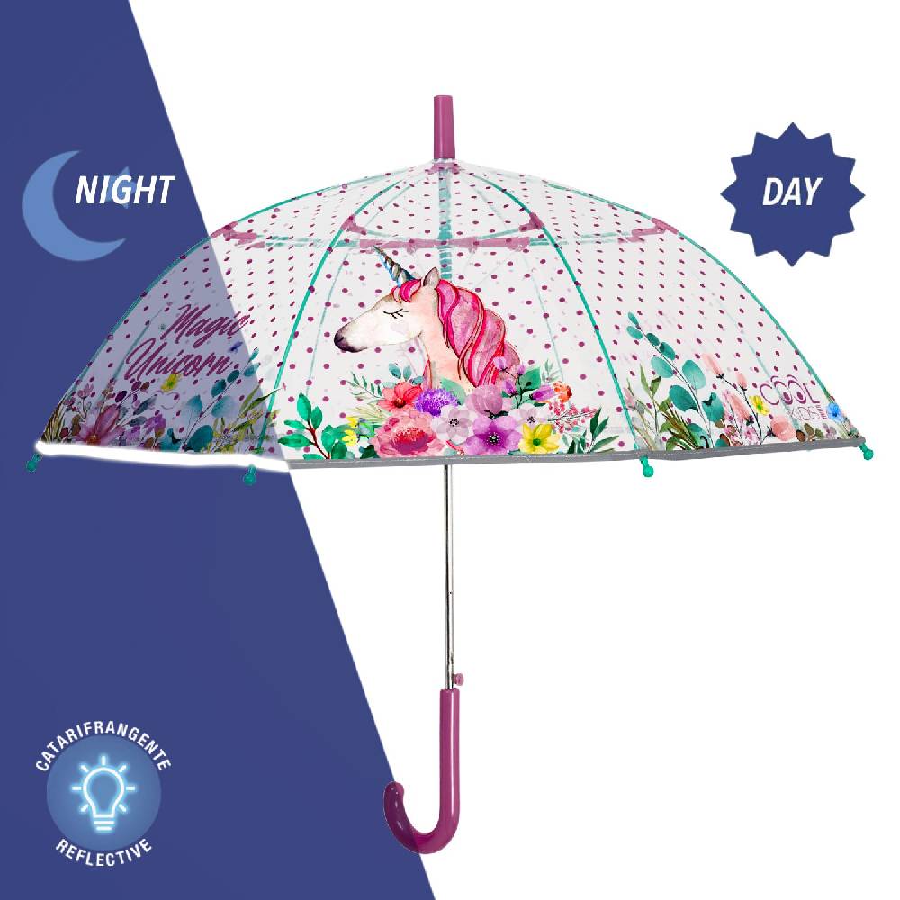 Perletti Ombrello Trasparente Unicorno Automatico