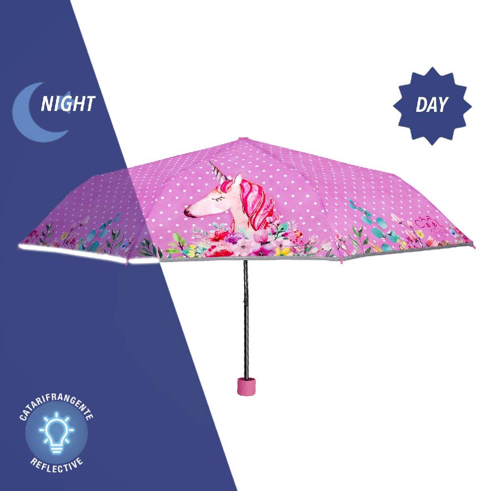 Perletti Ombrello Unicorno Lilla Con Pois