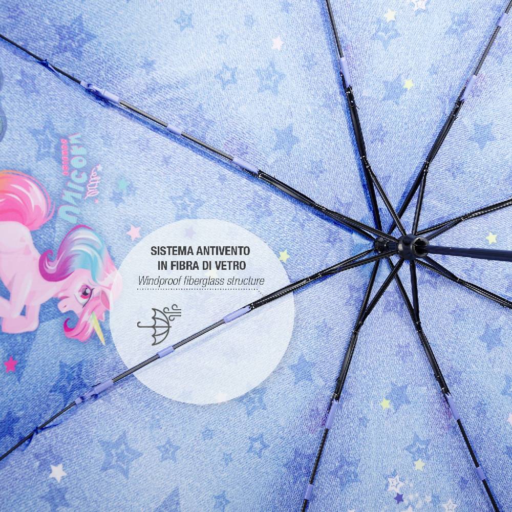 Perletti Ombrello Unicorno Mini Denim
