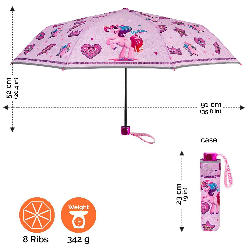 Perletti Ombrello Unicorno Rosa Con Cuori E Stelle