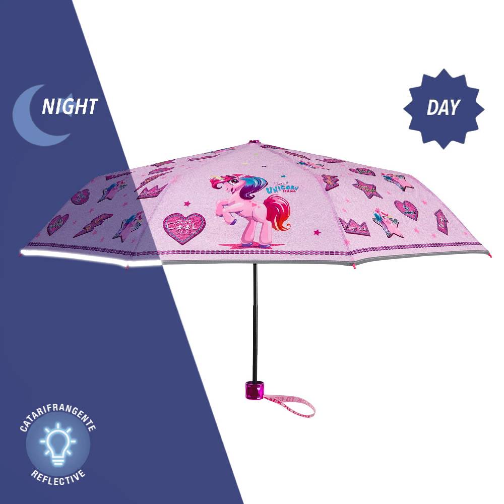 Perletti Ombrello Unicorno Rosa Con Cuori E Stelle