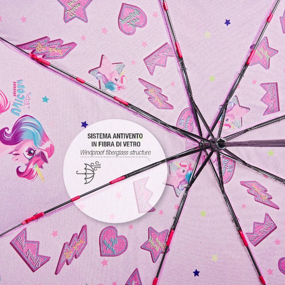 Perletti Ombrello Unicorno Rosa Con Cuori E Stelle