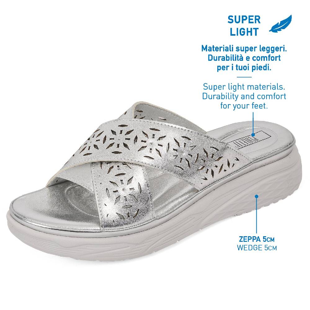 Perletti Sandalo Con Fascia Incrociata Argento