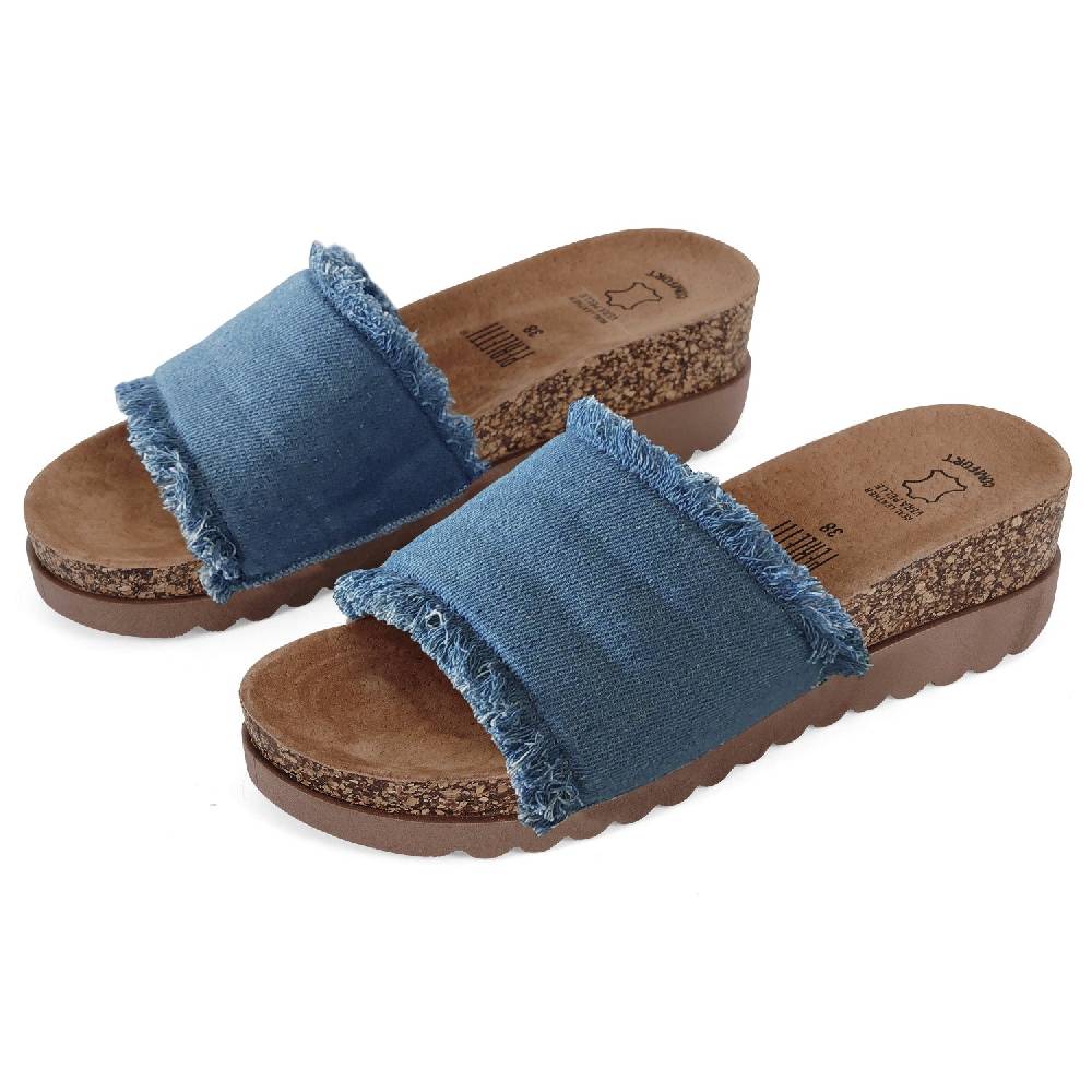 Perletti Sandalo Denim con Zeppa