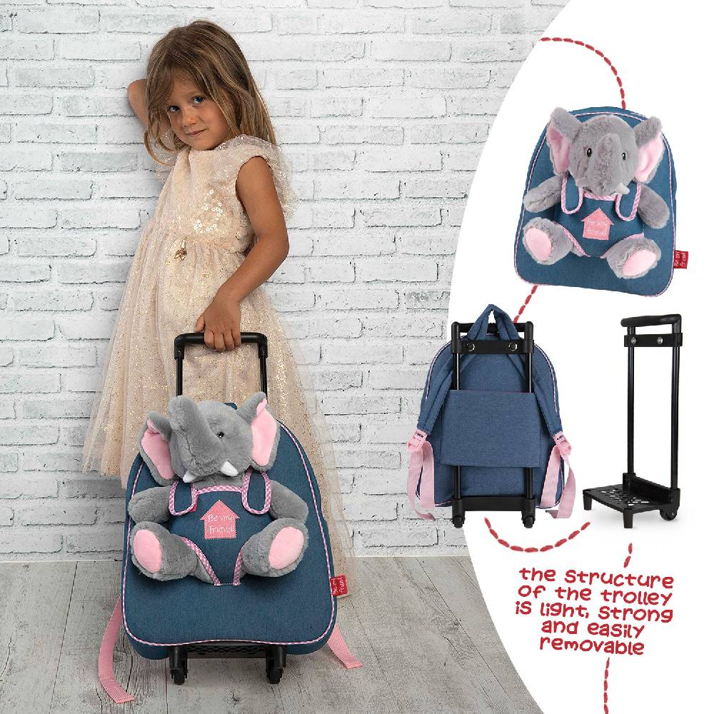 Perletti Trolley In Denim Con Peluche