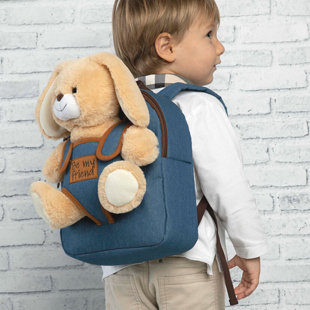 Perletti Zaino In Denim Con Peluche