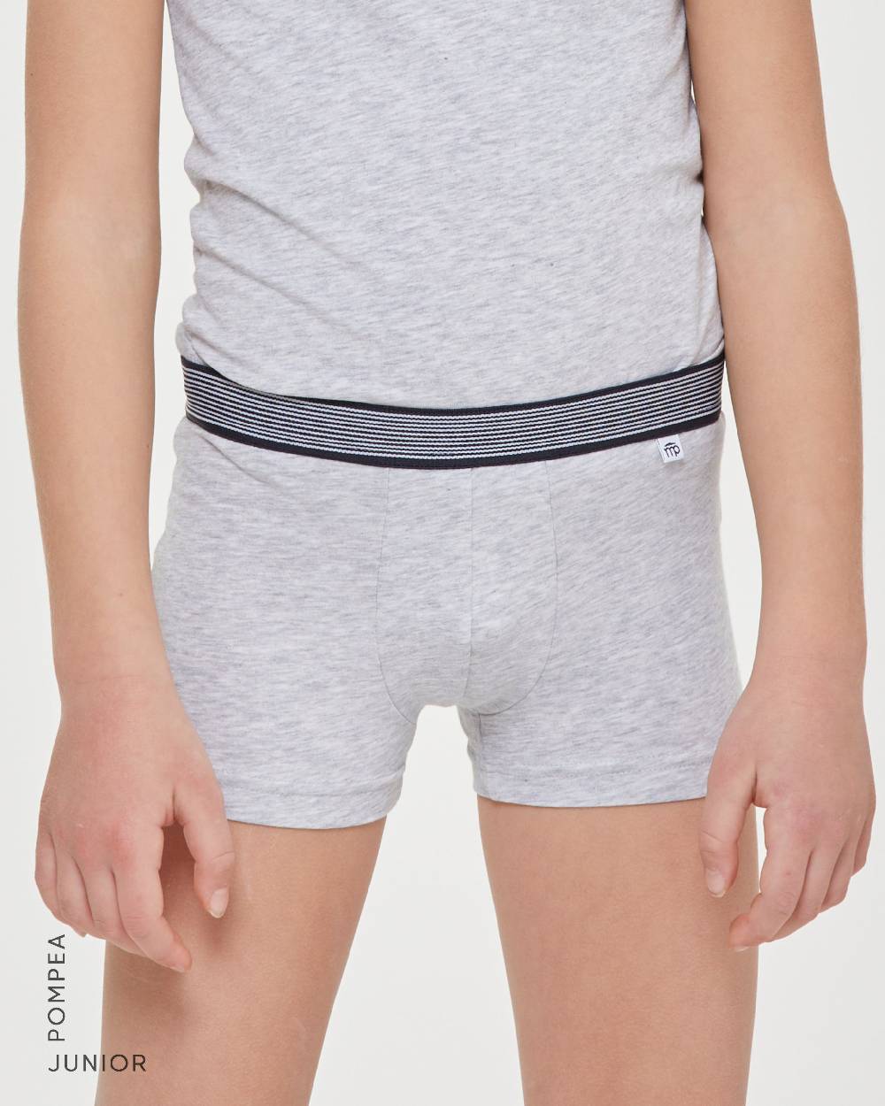 Pompea Boxer bimbo in cotone organico con elastico a righe
