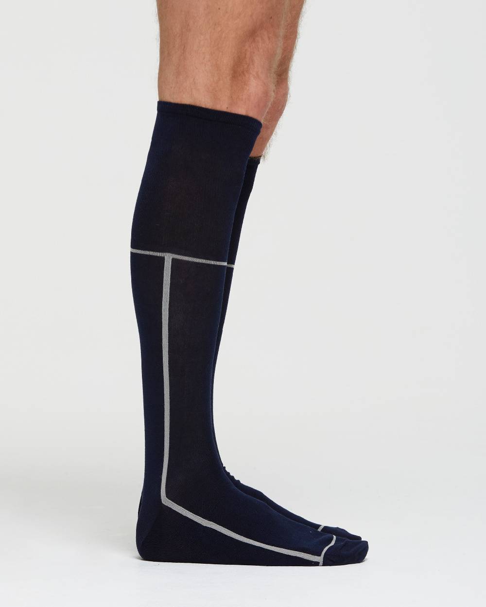 Pompea CALZA LUNGA COTONE FILIPPO MOTIVO A RIGHE IN CONTRASTO