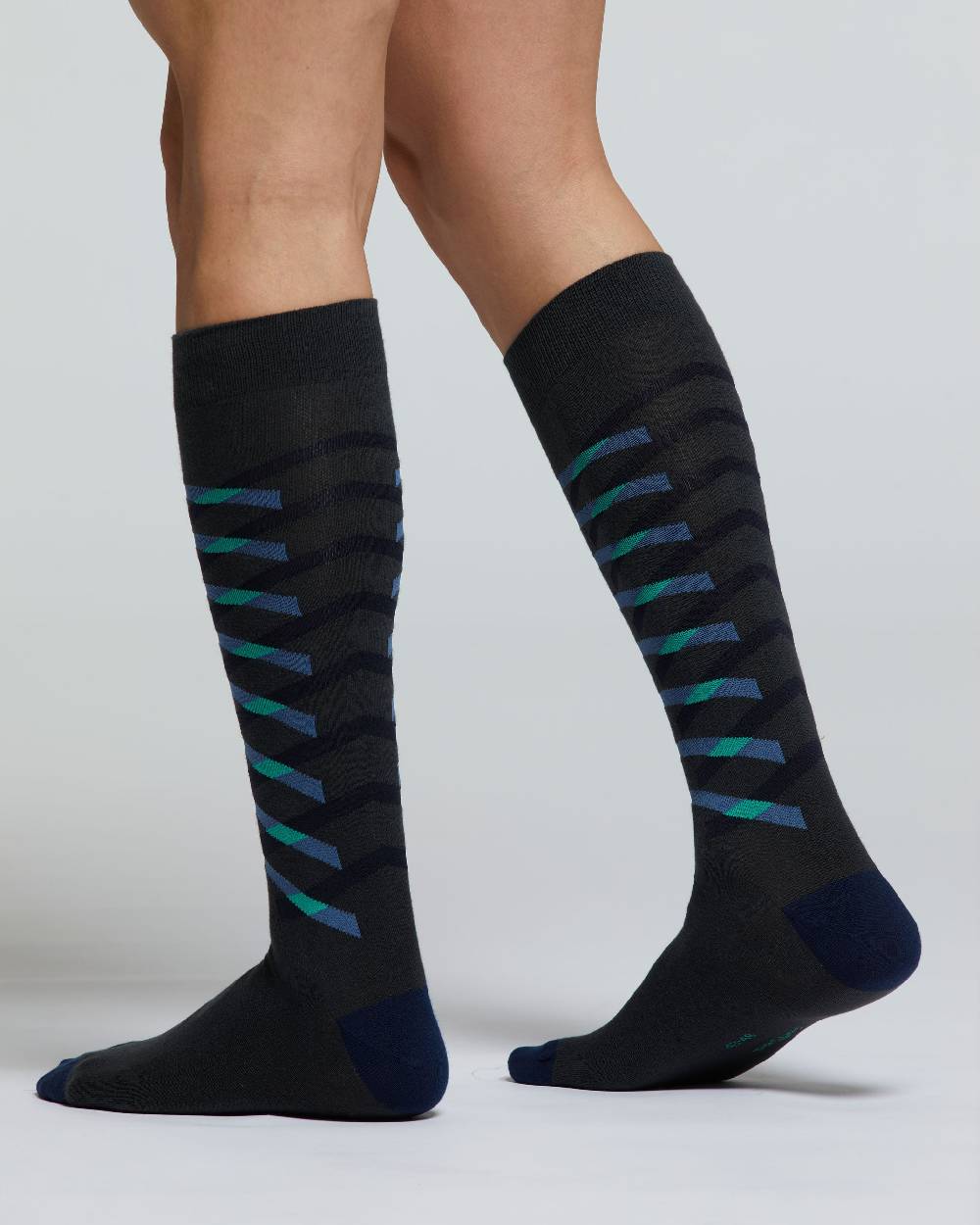 Pompea CALZA LUNGA COTONE ROVERE MOTIVO RIGHE INTRECCIATE