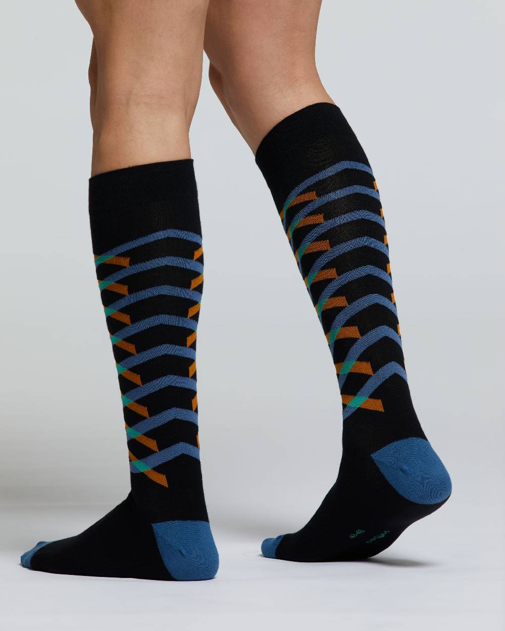 Pompea CALZA LUNGA COTONE ROVERE MOTIVO RIGHE INTRECCIATE