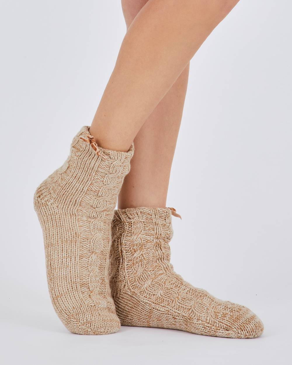 Pompea CALZETTONE IN MAGLIA CON FIOCCO IN VELLUTO LATERALE