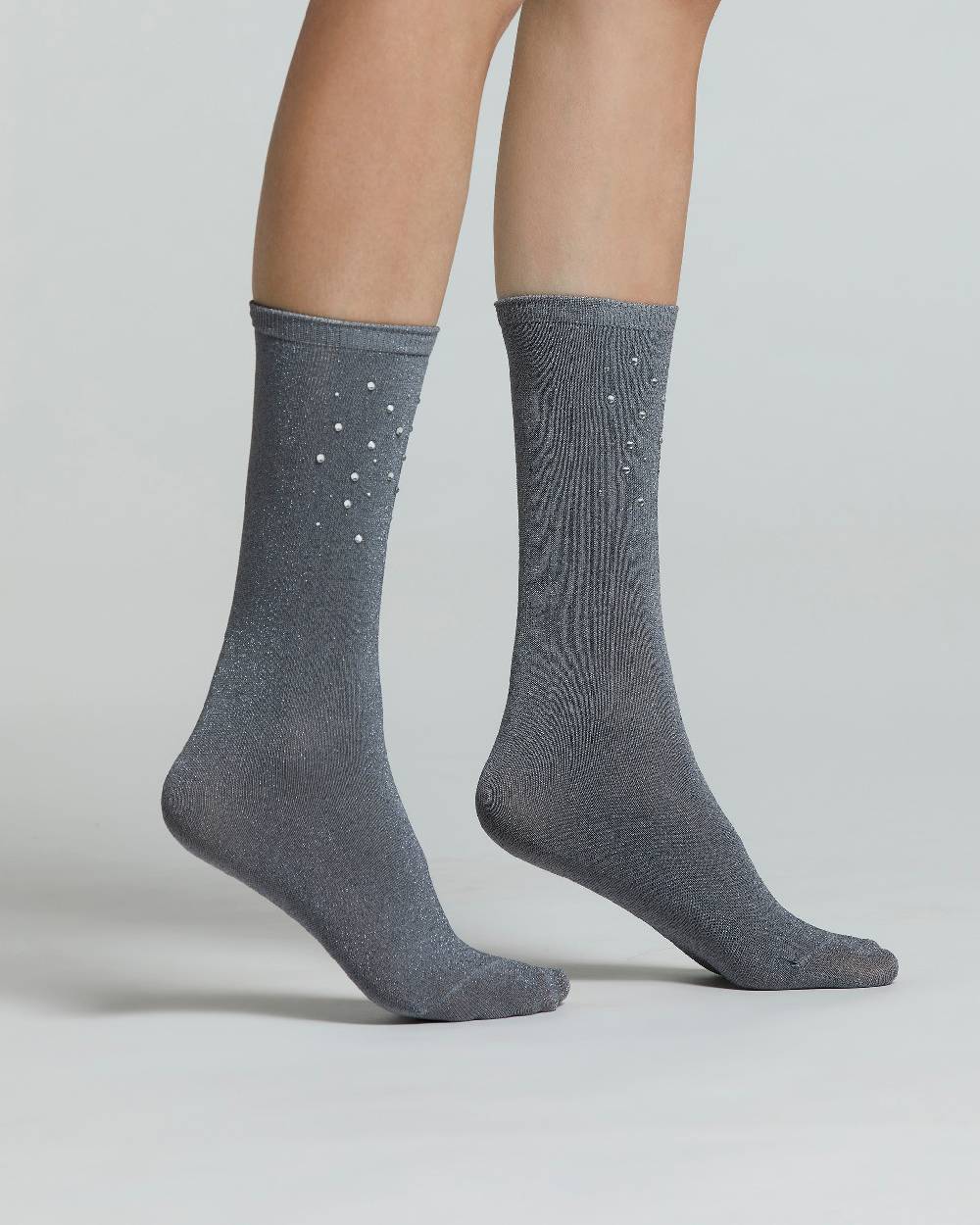 Pompea CALZINO COTONE ACANTO IN LAMÈ CON APPLICAZIONI STRASS