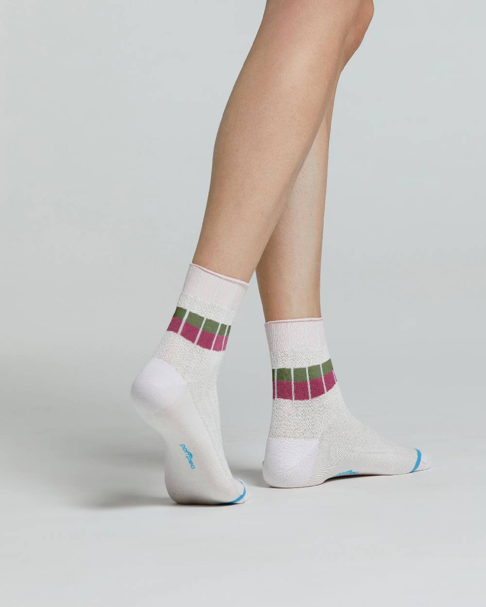 Pompea CALZINO COTONE BEGONIA CON RIGHE ORIZZONTALI A CONTRASTO