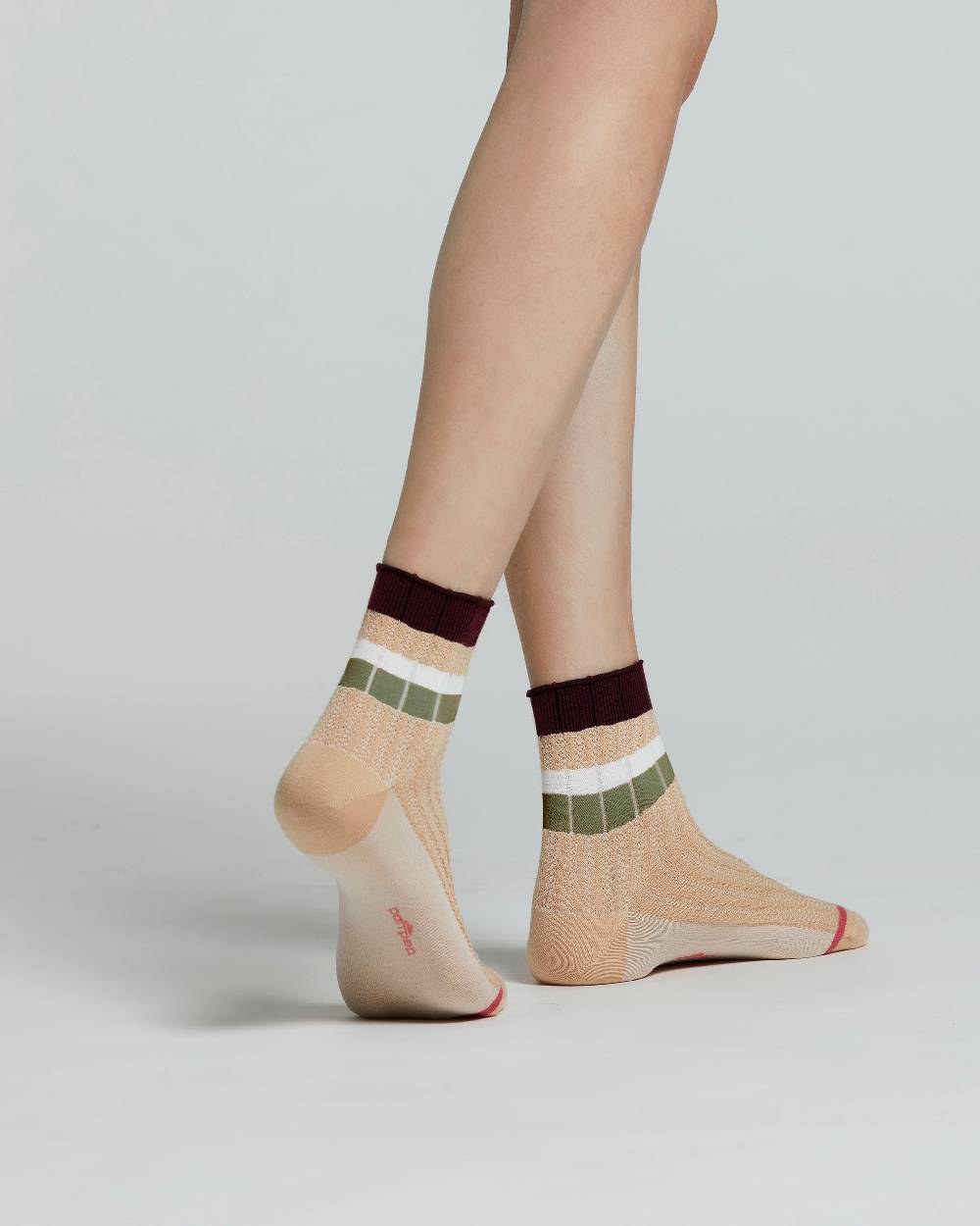 Pompea CALZINO COTONE BEGONIA CON RIGHE ORIZZONTALI A CONTRASTO