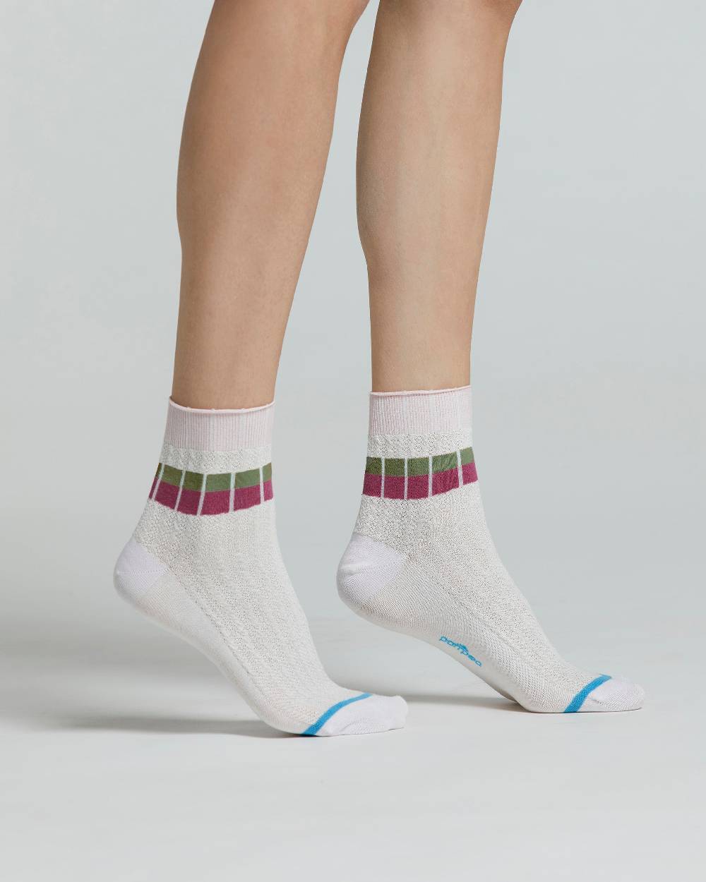 Pompea CALZINO COTONE BEGONIA CON RIGHE ORIZZONTALI A CONTRASTO