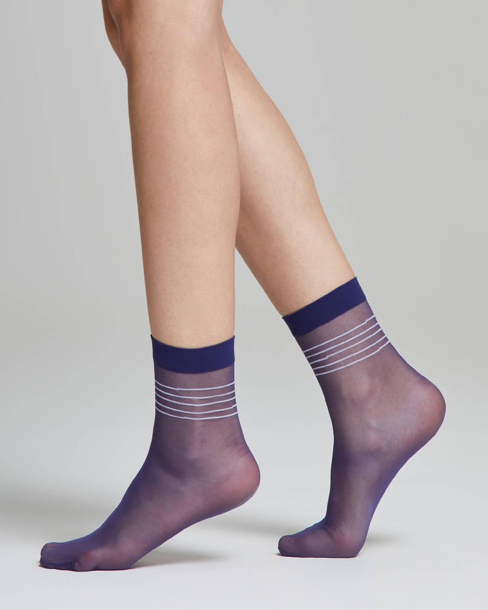 Pompea Calzino velato Glicine con righe a contrasto