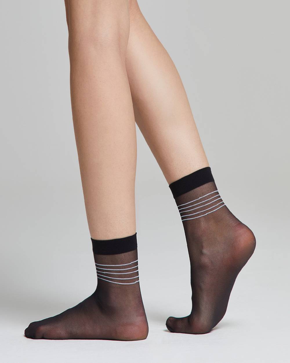 Pompea Calzino Velato Glicine Con Righe A Contrasto