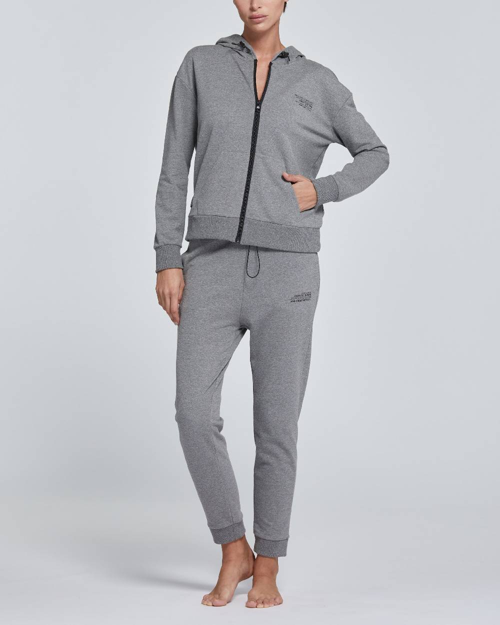 Pompea FELPA CON CAPPUCCIO E ZIP DONNA COTONE TINTA UNITA