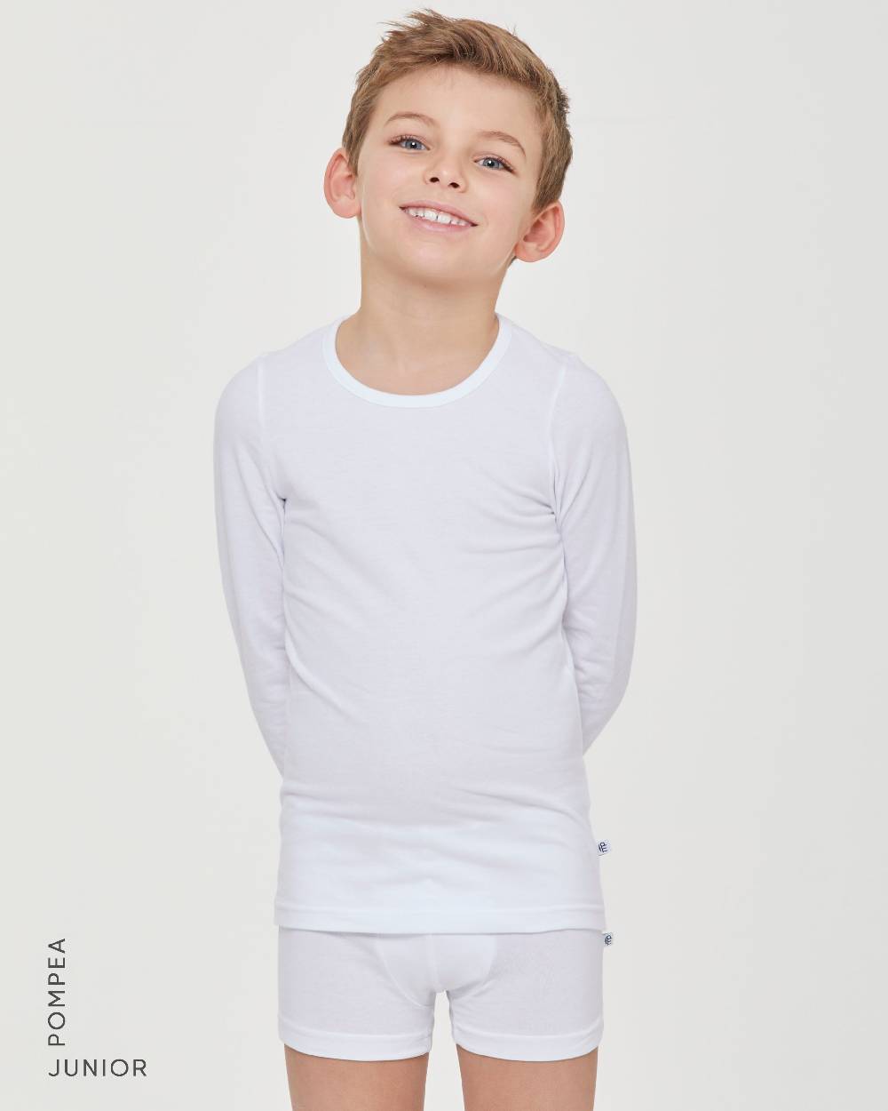 Pompea Maglia girocollo a maniche lunghe bimbo in caldo cotone organico