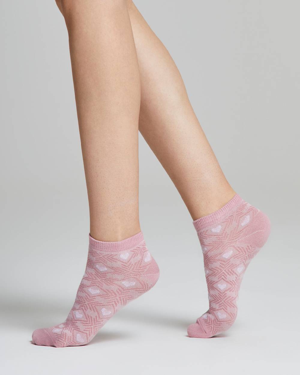 Pompea Minicalza Naomi cotone con rombi e cuori a contrasto