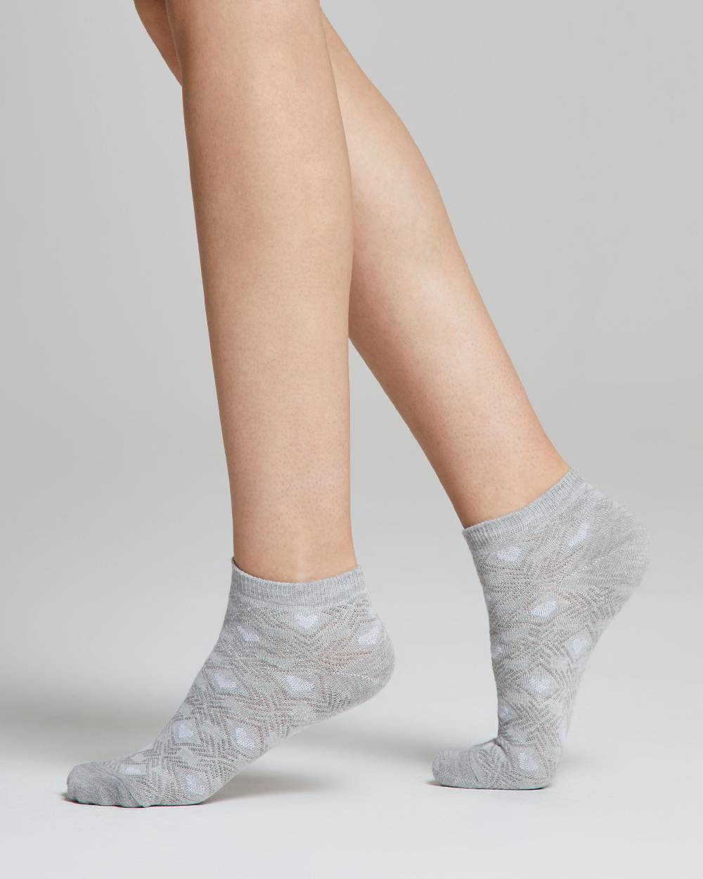 Pompea Minicalza Naomi cotone con rombi e cuori a contrasto