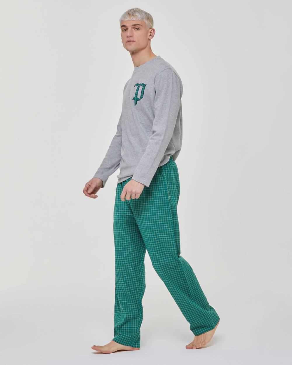 Pompea Pigiama Lungo Cotone Interlock E Flanella Cumino