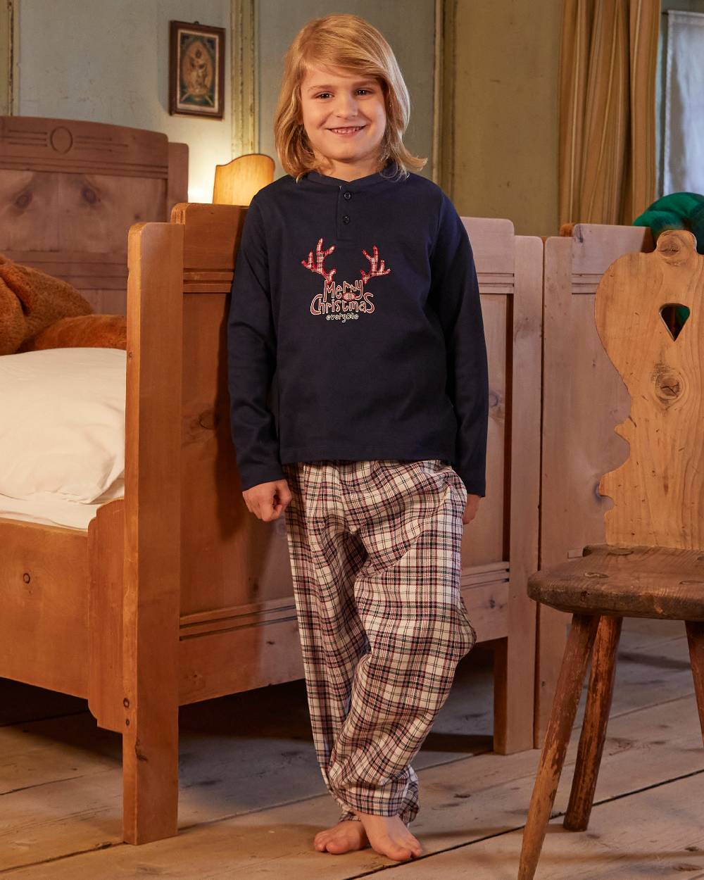 Pompea Pigiama lungo cotone interlock e flanella Merry Xmas boy