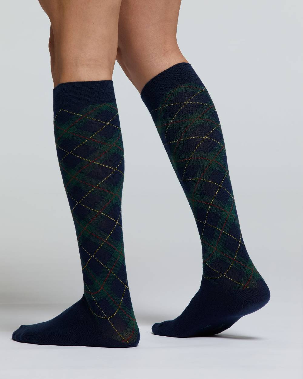 Pompea CALZA LUNGA COTONE ACERO MOTIVO ARGYLE