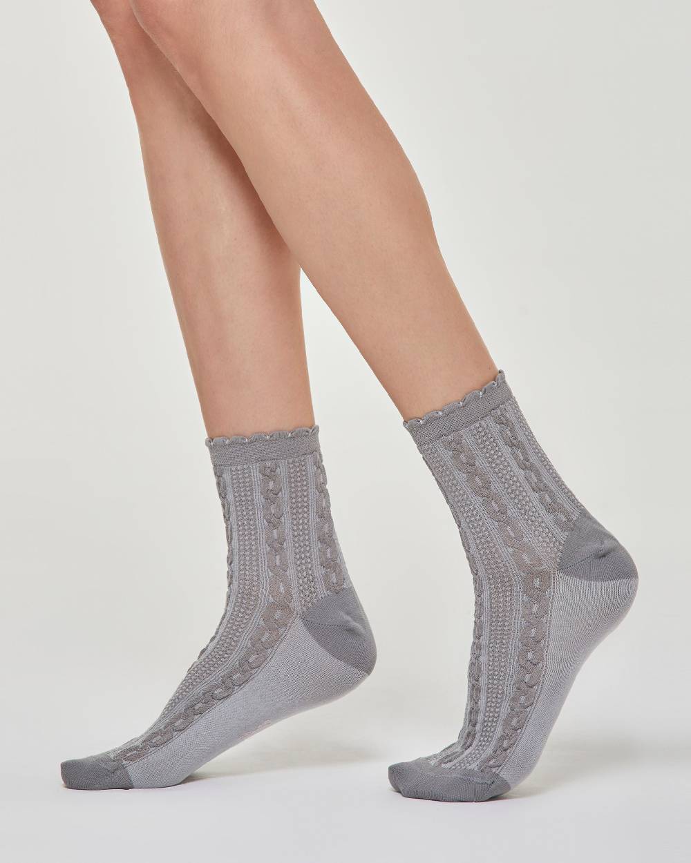 Pompea CALZINO COTONE ADELE CON DECORAZIONE TRECCE