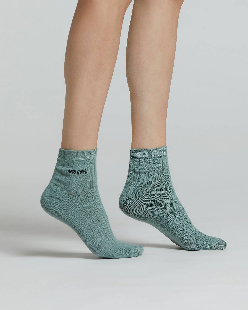 Pompea CALZINO COTONE AZALEA A COSTE CON RICAMO