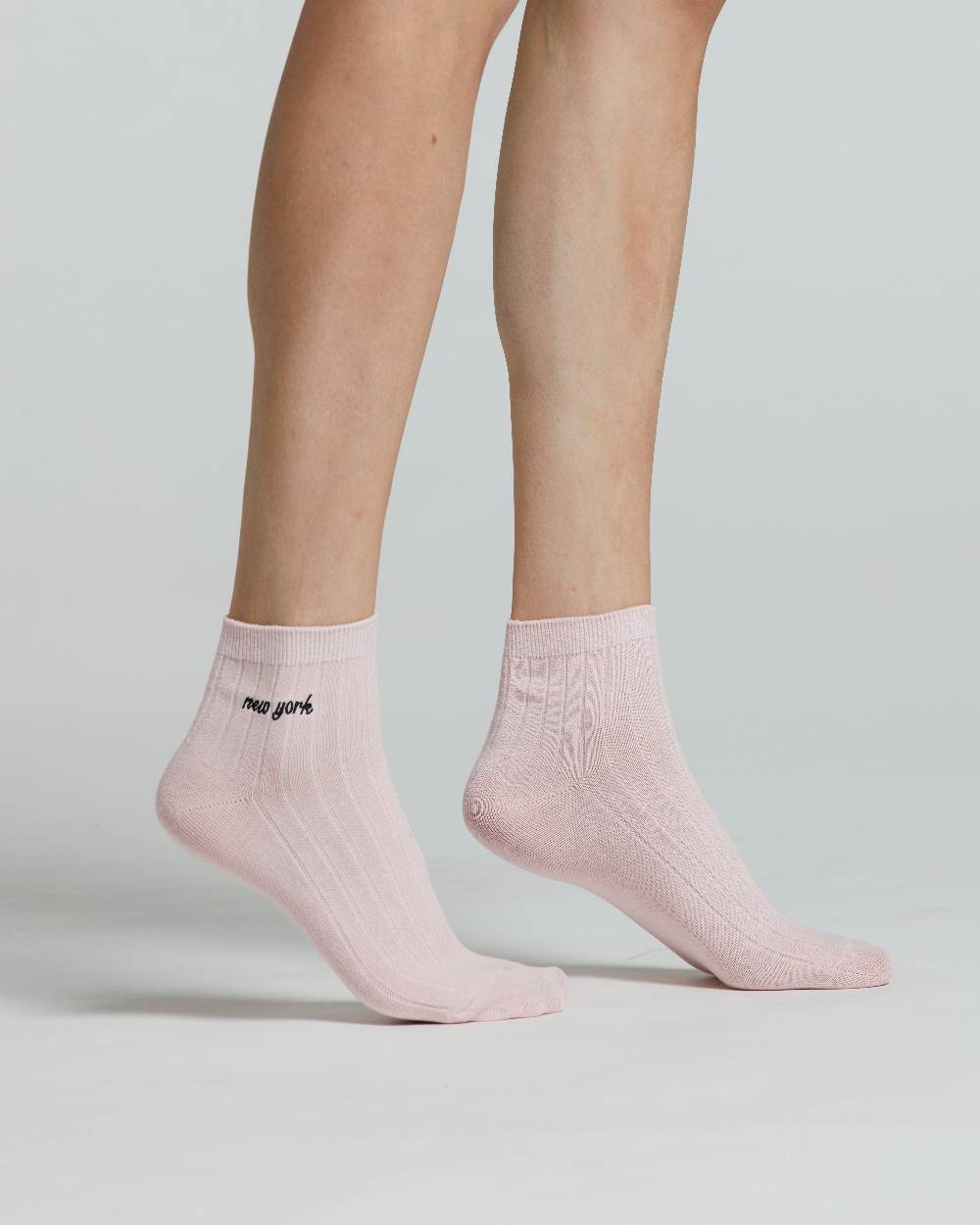 Pompea CALZINO COTONE AZALEA A COSTE CON RICAMO