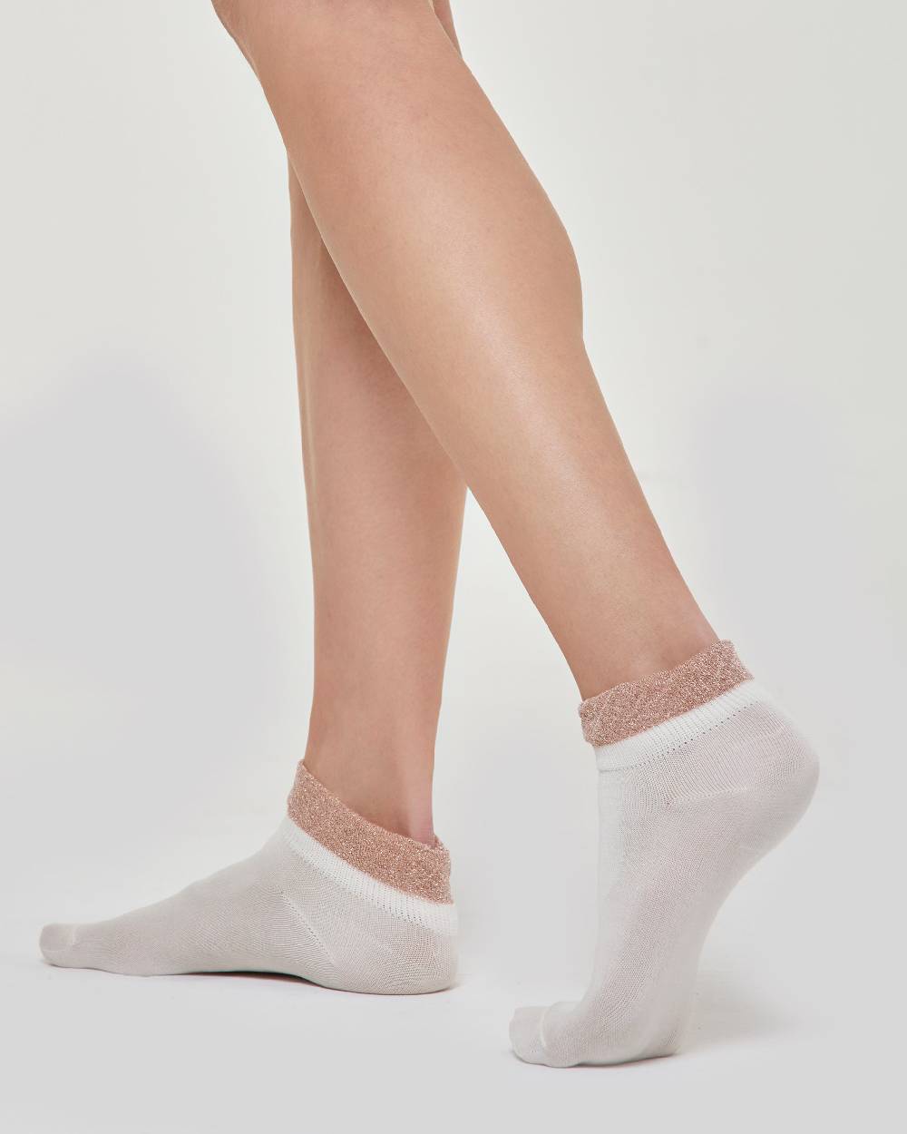 Pompea CALZINO COTONE BICE CON ROUCHE IN LAMÉ