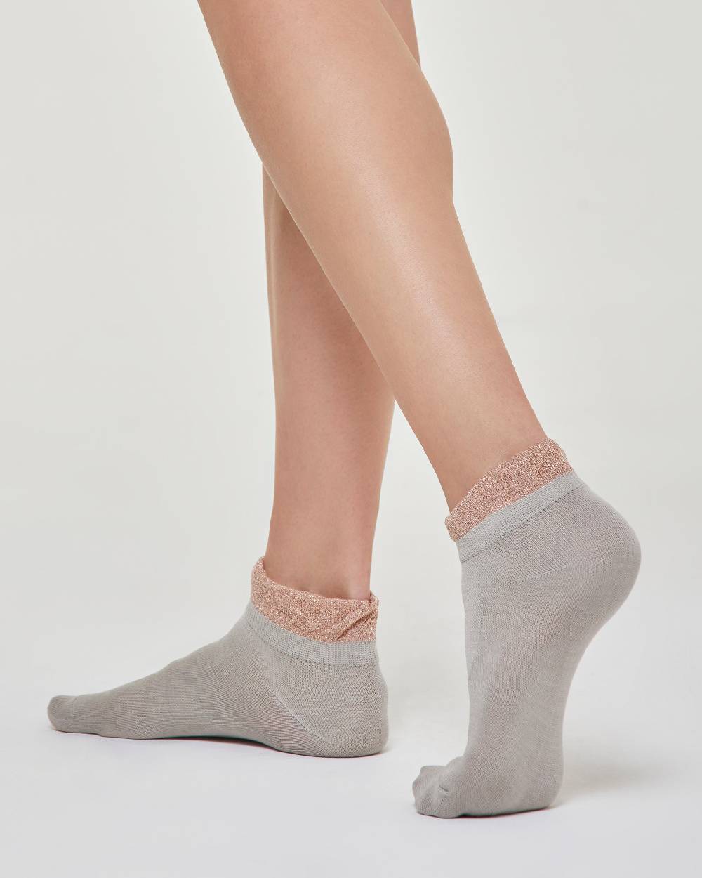 Pompea CALZINO COTONE BICE CON ROUCHE IN LAMÉ