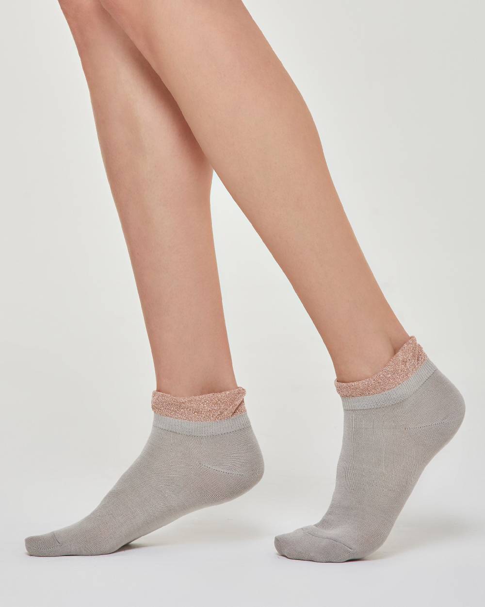 Pompea CALZINO COTONE BICE CON ROUCHE IN LAMÉ