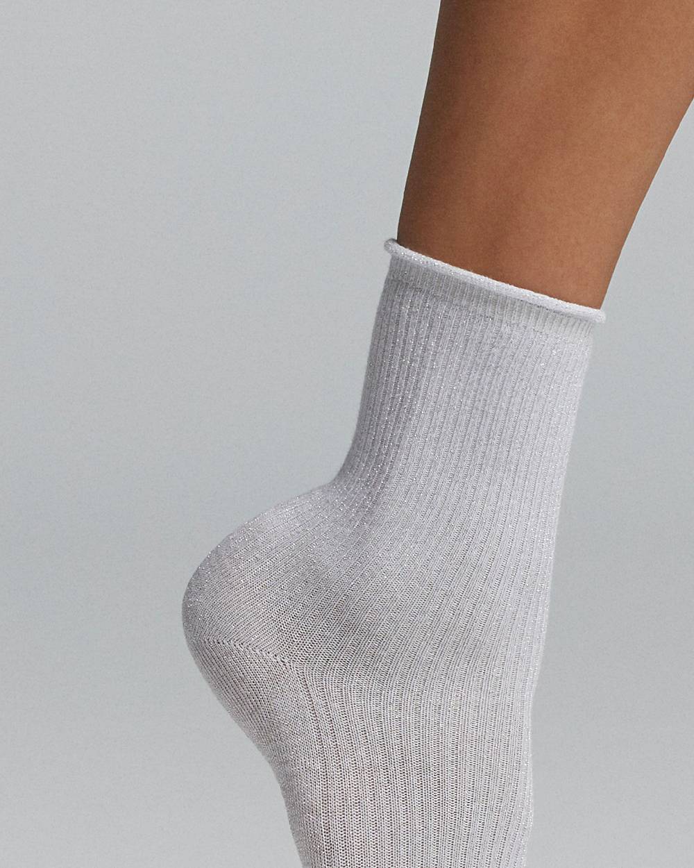 Pompea Calzino Persefone Cotone A Costina Con Lamè