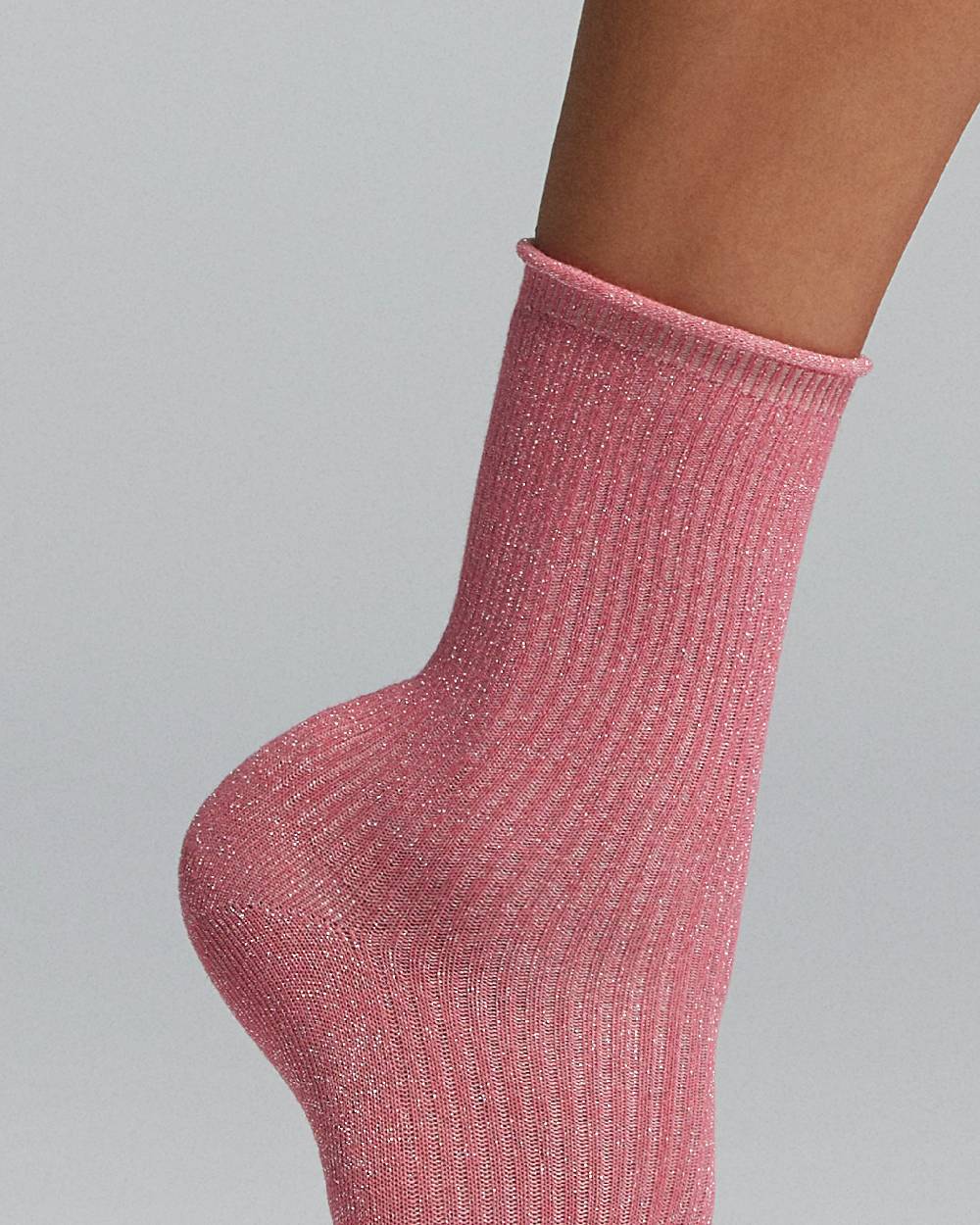 Pompea Calzino Persefone Cotone A Costina Con Lamè