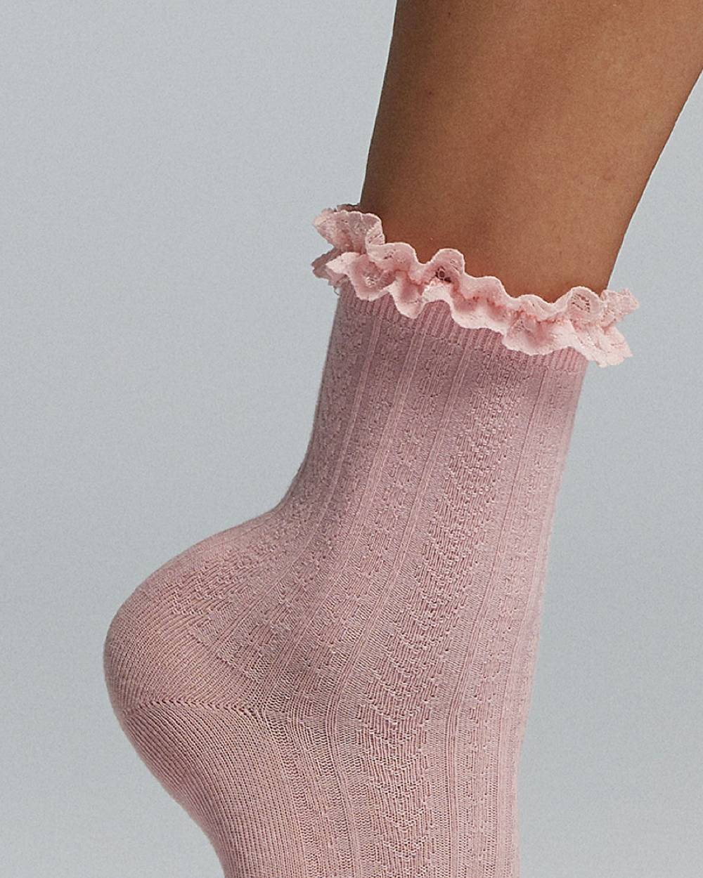 Pompea Calzino Rodia Operato Con Rouches Al Bordo