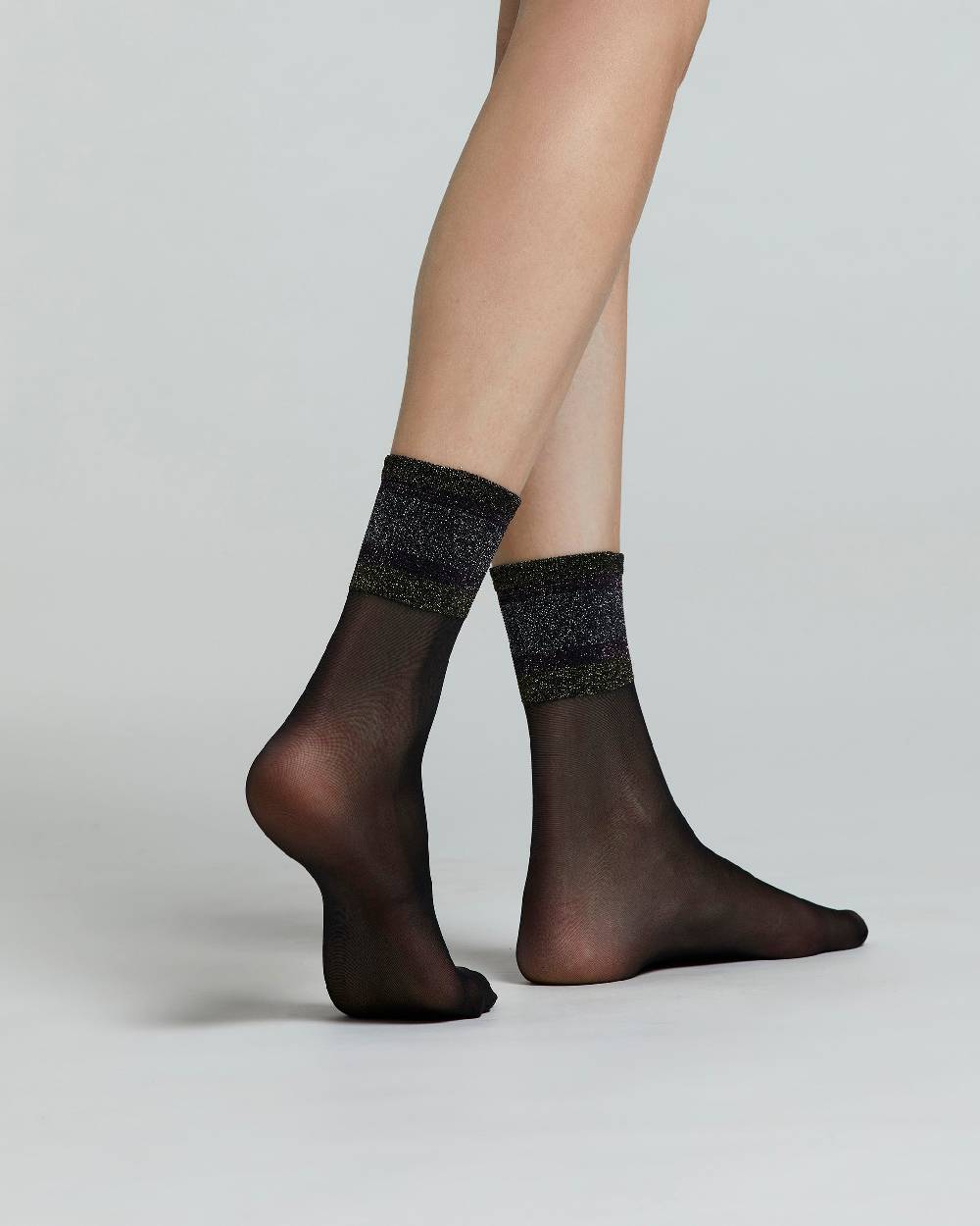 Pompea CALZINO VELATO FLEUR CON BORDO A RIGHE