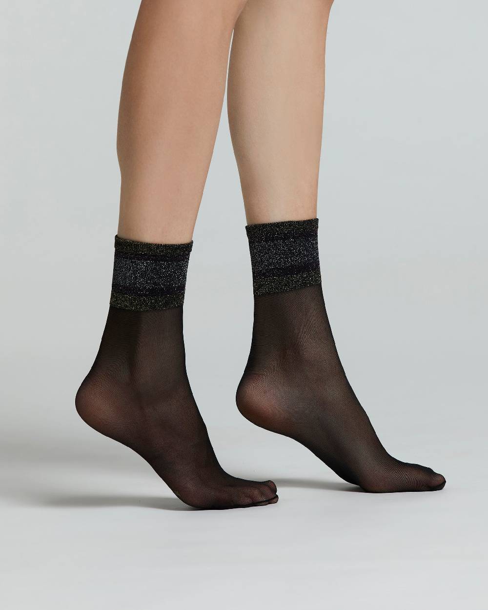 Pompea CALZINO VELATO FLEUR CON BORDO A RIGHE