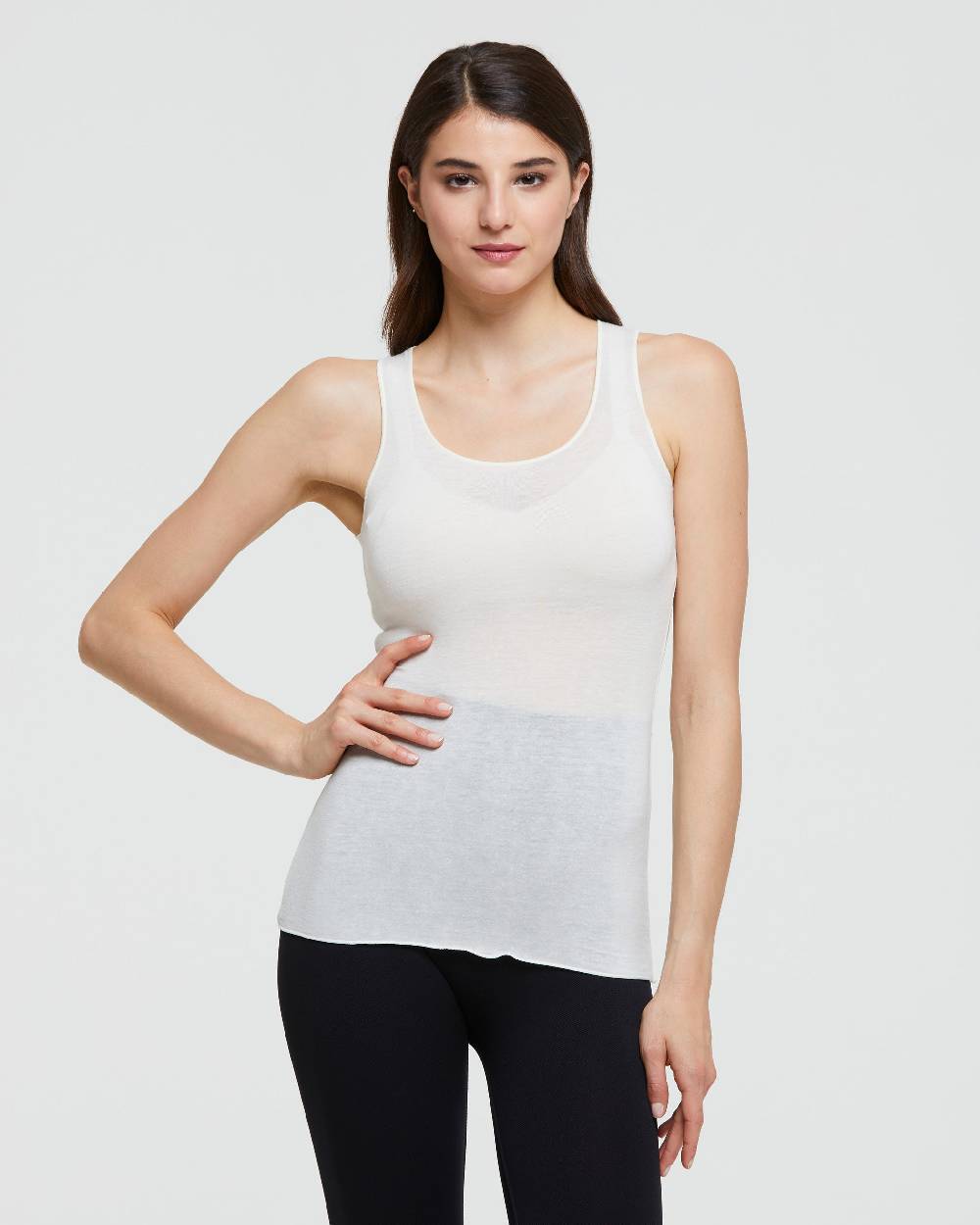 Pompea CANOTTA SCOLLO TONDO IN MODAL CASHMERE