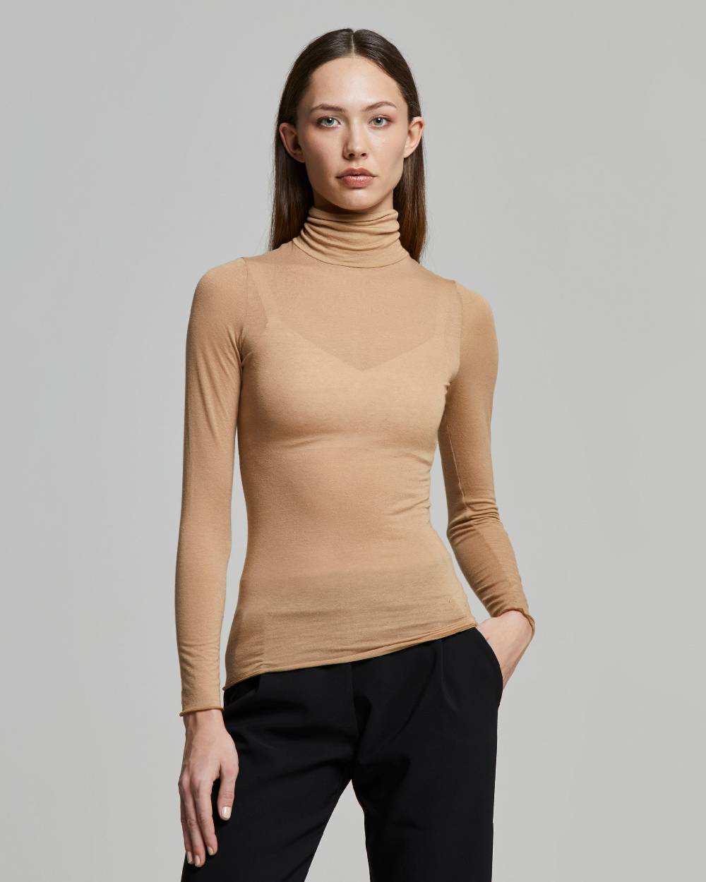 Pompea Maglia collo alto in modal cashmere