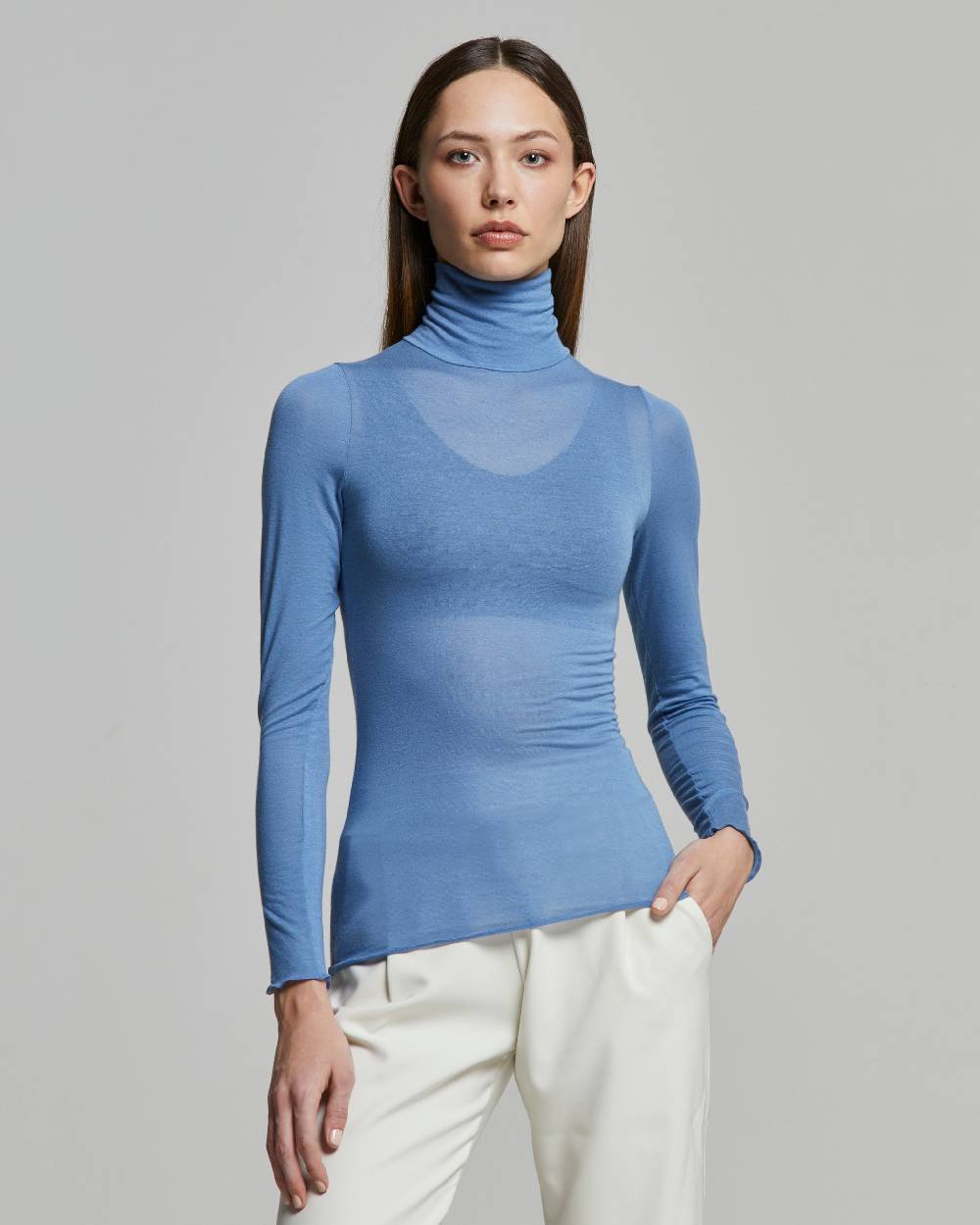 Pompea Maglia collo alto in modal cashmere