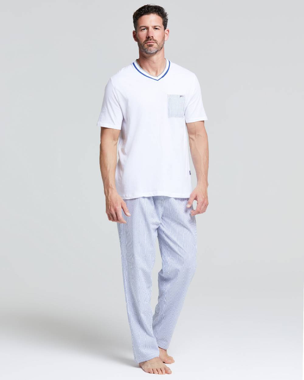 Pompea Pigiama lungo cotone e tela Tristan