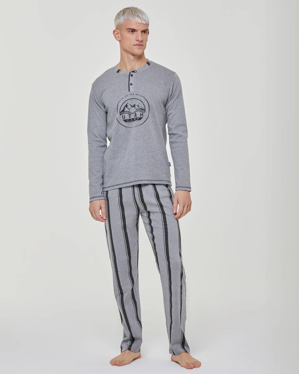 Pompea Pigiama Lungo Cotone Interlock Asiago