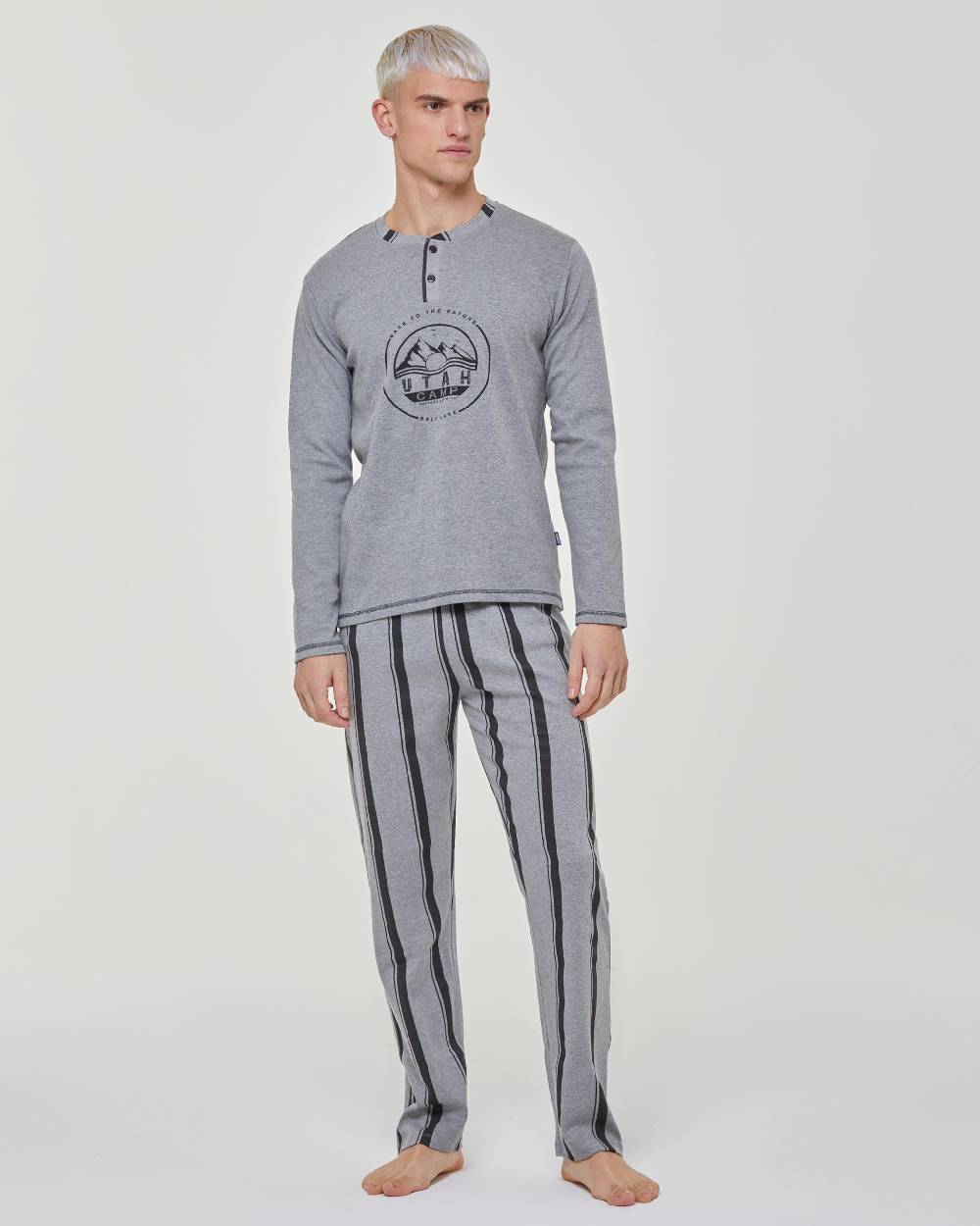 Pompea Pigiama Lungo Cotone Interlock Asiago