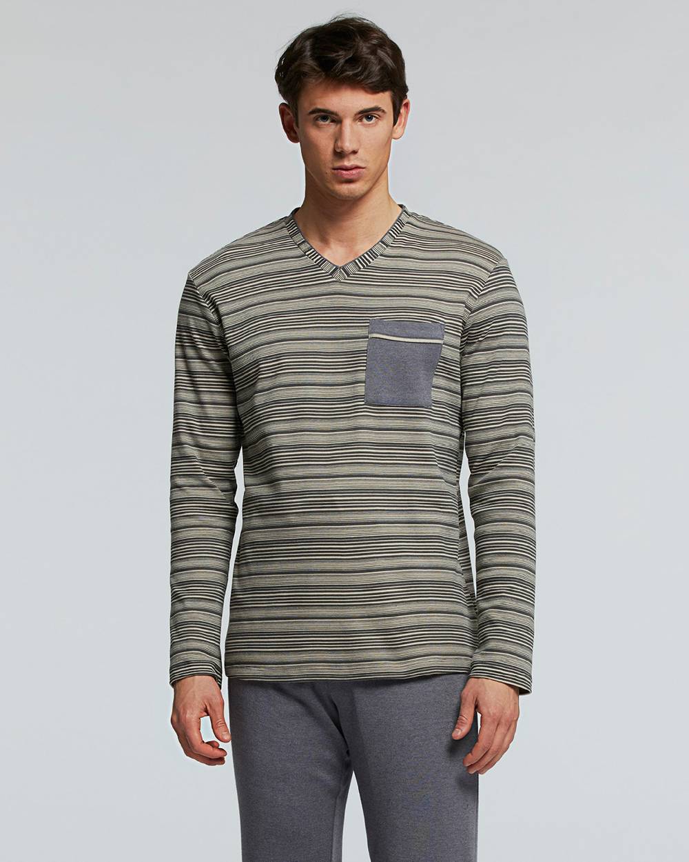 Pompea PIGIAMA LUNGO COTONE INTERLOCK NEBBIOLO