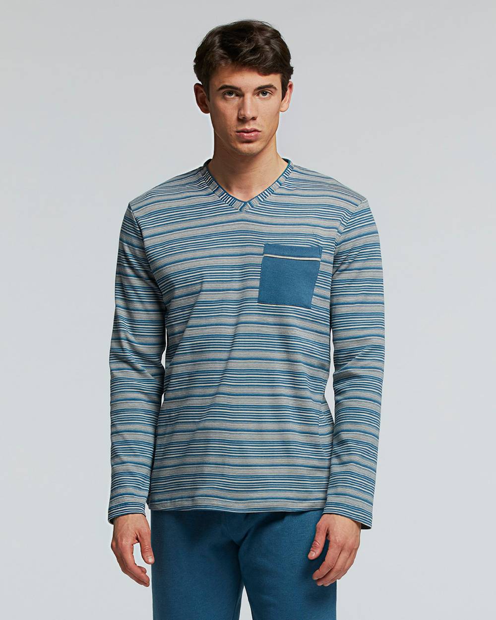 Pompea PIGIAMA LUNGO COTONE INTERLOCK NEBBIOLO